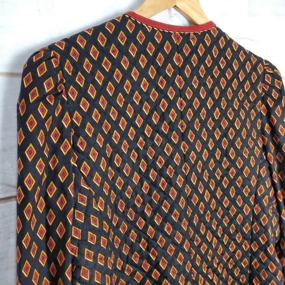 Leslie Fay Vintage 90s Quilted Geometric Black Red Career Blazer Size 10 - Picture 8 of 10